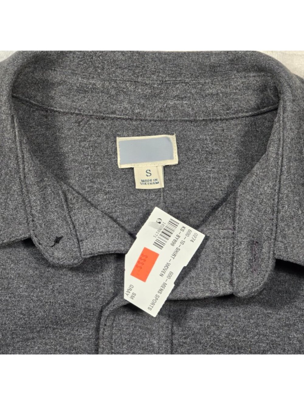 Dark Gray Mens Button-Up Long-Sleeve Shirt With Dual Chest Pockets - Size Small - Picture 3 of 10